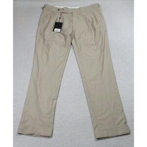 NWT Maceoo Pants Mens 46 Tan Wool Blend Modern Fit Dress Pleated Trousers WR 894